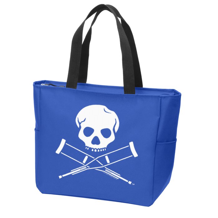 Jackass Skull And Crutches Zip Tote Bag