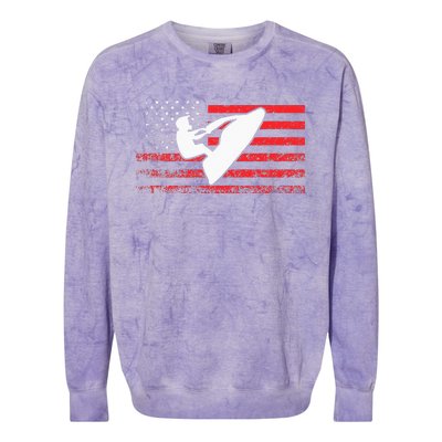 Jet Ski American Flag Funny Jet Skiing Gifts Colorblast Crewneck Sweatshirt