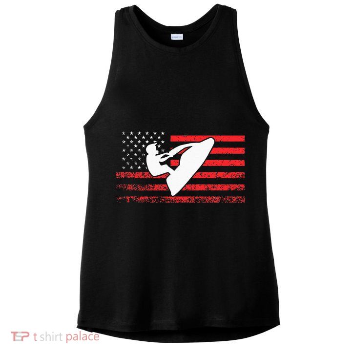 Jet Ski American Flag Funny Jet Skiing Gifts Ladies PosiCharge Tri-Blend Wicking Tank