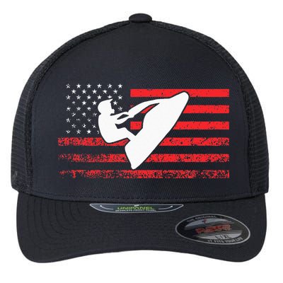 Jet Ski American Flag Funny Jet Skiing Gifts Flexfit Unipanel Trucker Cap