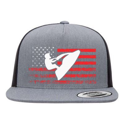 Jet Ski American Flag Funny Jet Skiing Gifts Flat Bill Trucker Hat