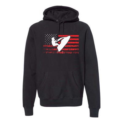 Jet Ski American Flag Funny Jet Skiing Gifts Premium Hoodie