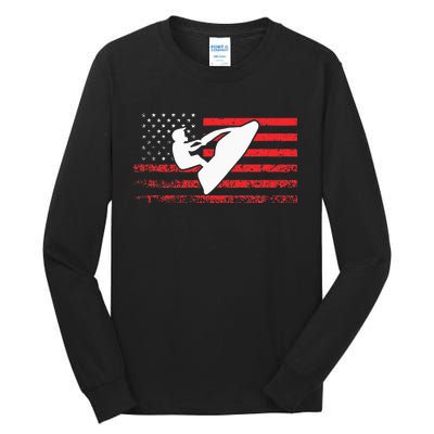 Jet Ski American Flag Funny Jet Skiing Gifts Tall Long Sleeve T-Shirt