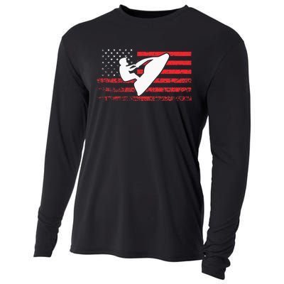 Jet Ski American Flag Funny Jet Skiing Gifts Cooling Performance Long Sleeve Crew