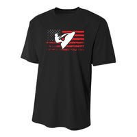 Jet Ski American Flag Funny Jet Skiing Gifts Youth Performance Sprint T-Shirt