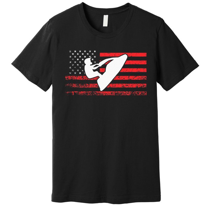 Jet Ski American Flag Funny Jet Skiing Gifts Premium T-Shirt