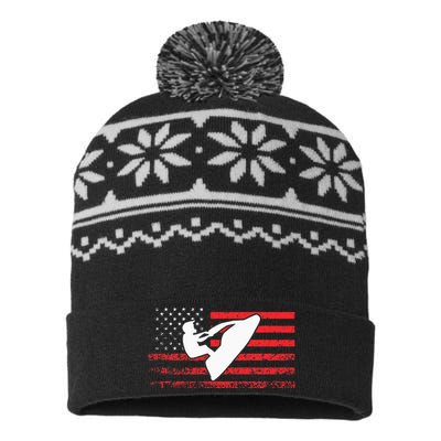 Jet Ski American Flag Funny Jet Skiing Gifts USA-Made Snowflake Beanie