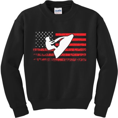 Jet Ski American Flag Funny Jet Skiing Gifts Kids Sweatshirt