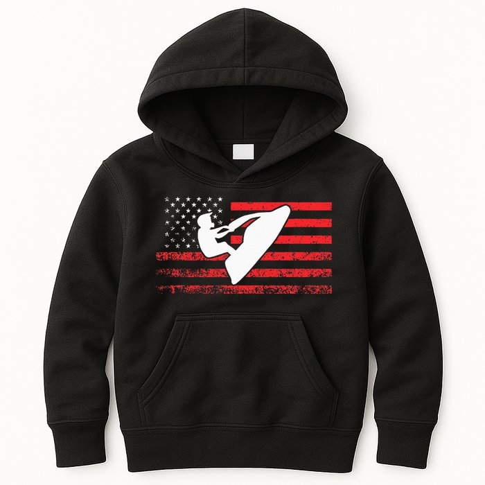 Jet Ski American Flag Funny Jet Skiing Gifts Kids Hoodie