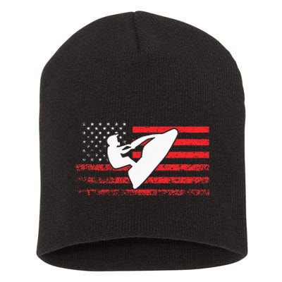 Jet Ski American Flag Funny Jet Skiing Gifts Short Acrylic Beanie