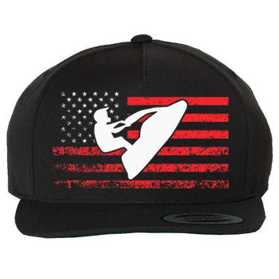 Jet Ski American Flag Funny Jet Skiing Gifts Wool Snapback Cap