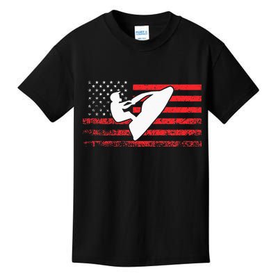 Jet Ski American Flag Funny Jet Skiing Gifts Kids T-Shirt