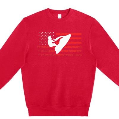 Jet Ski American Flag Funny Jet Skiing Gifts Premium Crewneck Sweatshirt