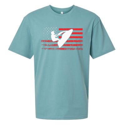 Jet Ski American Flag Funny Jet Skiing Gifts Sueded Cloud Jersey T-Shirt