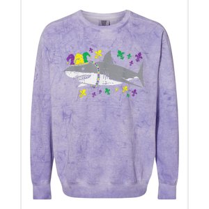 Jester Shark Animal Lover Funny Mardi Gras Carnival Colorblast Crewneck Sweatshirt