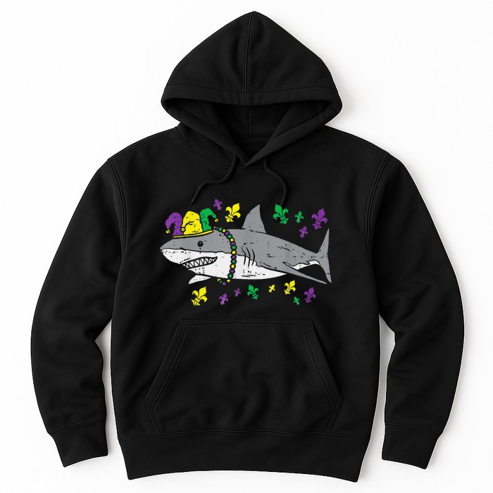 Jester Shark Animal Lover Funny Mardi Gras Carnival Hoodie