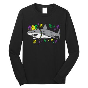 Jester Shark Animal Lover Funny Mardi Gras Carnival Long Sleeve Shirt