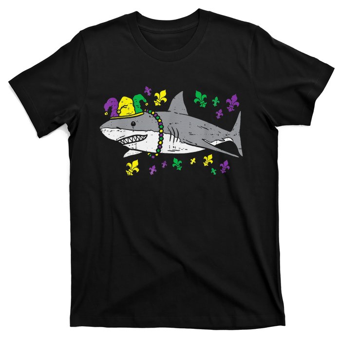 Jester Shark Animal Lover Funny Mardi Gras Carnival T-Shirt