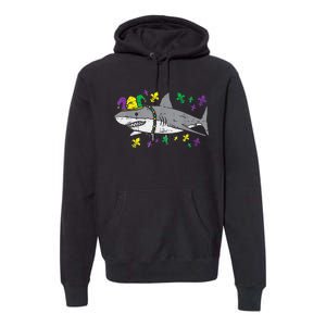 Jester Shark Animal Lover Funny Mardi Gras Carnival Premium Hoodie