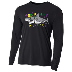 Jester Shark Animal Lover Funny Mardi Gras Carnival Cooling Performance Long Sleeve Crew