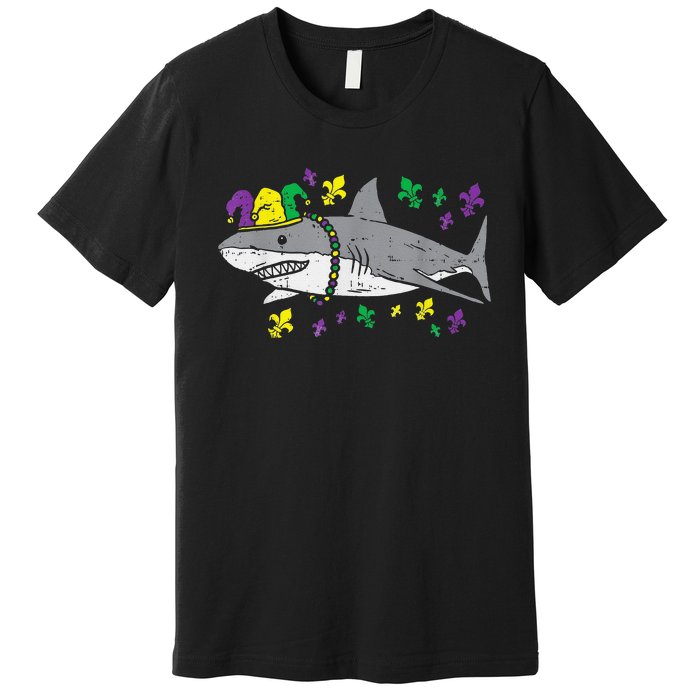 Jester Shark Animal Lover Funny Mardi Gras Carnival Premium T-Shirt