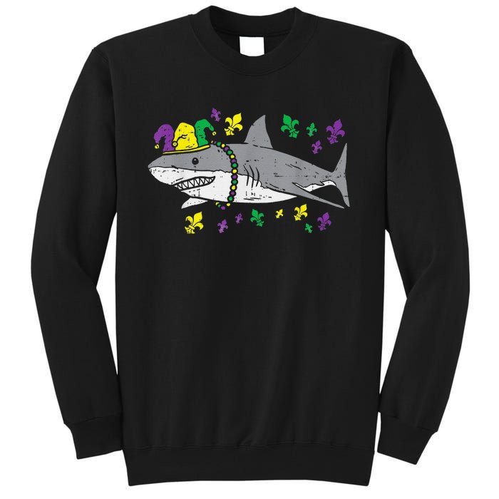 Jester Shark Animal Lover Funny Mardi Gras Carnival Tall Sweatshirt