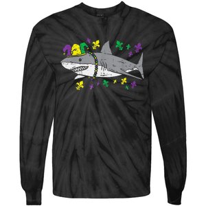 Jester Shark Animal Lover Funny Mardi Gras Carnival Tie-Dye Long Sleeve Shirt