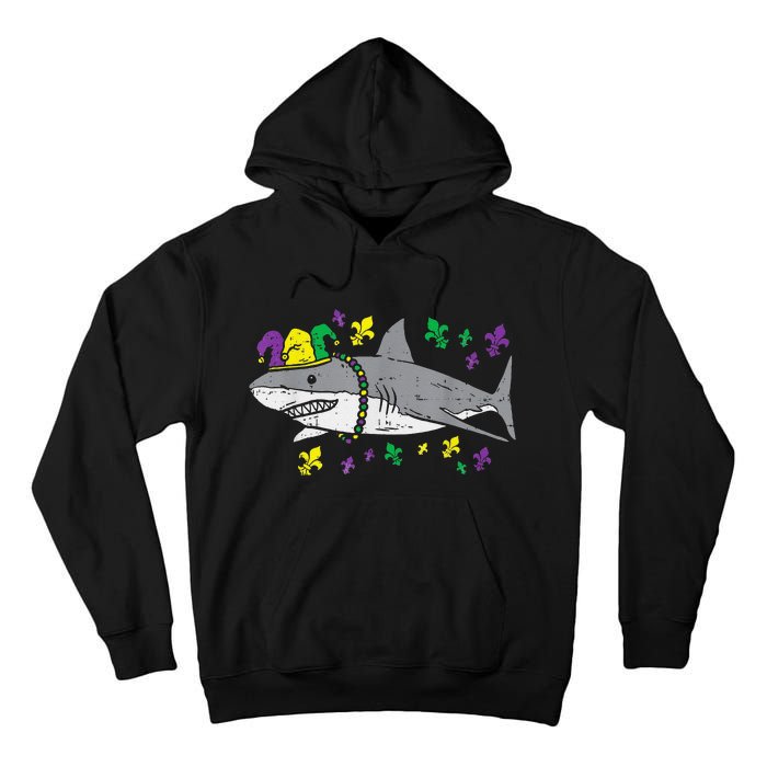 Jester Shark Animal Lover Funny Mardi Gras Carnival Tall Hoodie