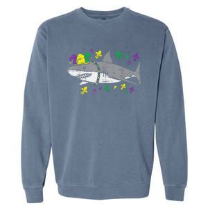 Jester Shark Animal Lover Funny Mardi Gras Carnival Garment-Dyed Sweatshirt