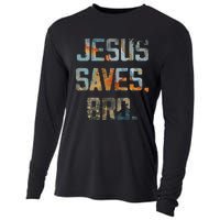 Jesus Saves Bro Christian Cooling Performance Long Sleeve Crew