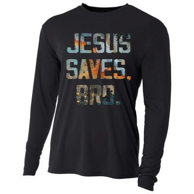 Jesus Saves Bro Christian Cooling Performance Long Sleeve Crew