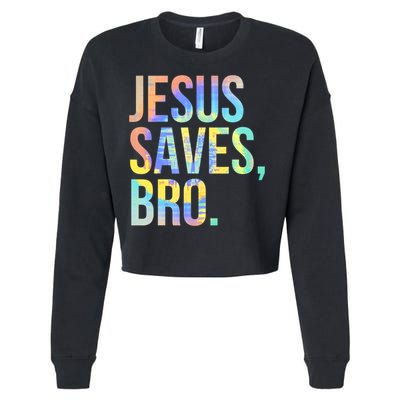 Jesus Saves Bro Pro Christian Religious Believer TieDye Cropped Pullover Crew