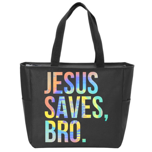 Jesus Saves Bro Pro Christian Religious Believer TieDye Zip Tote Bag