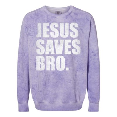 Jesus Saves Bro Vintage Christian Religion Colorblast Crewneck Sweatshirt