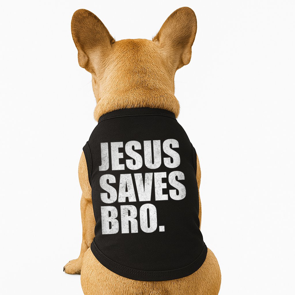 Jesus Saves Bro Vintage Christian Religion Doggie Tank