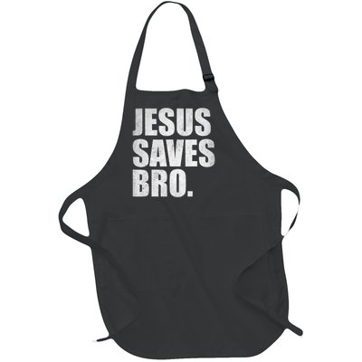 Jesus Saves Bro Vintage Christian Religion Full-Length Apron With Pockets