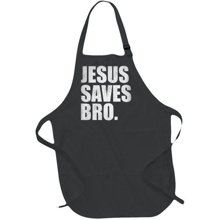 Jesus Saves Bro Vintage Christian Religion Full-Length Apron With Pockets