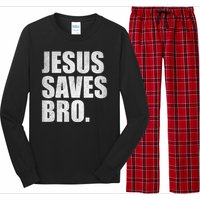 Jesus Saves Bro Vintage Christian Religion Long Sleeve Pajama Set