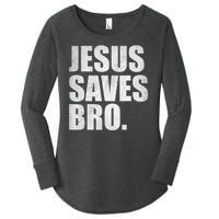 Jesus Saves Bro Vintage Christian Religion Women's Perfect Tri Tunic Long Sleeve Shirt