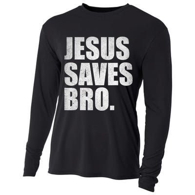 Jesus Saves Bro Vintage Christian Religion Cooling Performance Long Sleeve Crew