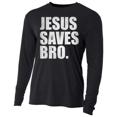 Jesus Saves Bro Vintage Christian Religion Cooling Performance Long Sleeve Crew