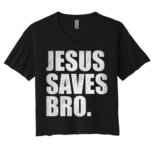Jesus Saves Bro Vintage Christian Religion Crop Top