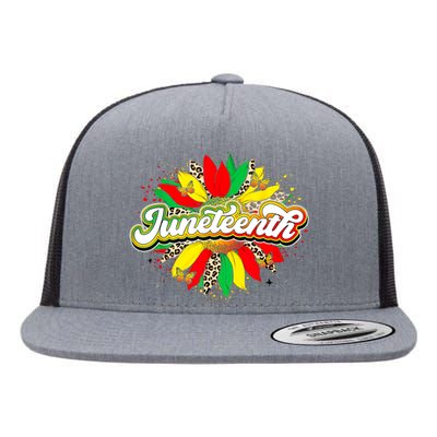 Juneteenth Sunflower Black History Pride African American Flat Bill Trucker Hat