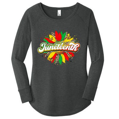 Juneteenth Sunflower Black History Pride African American Women's Perfect Tri Tunic Long Sleeve Shirt