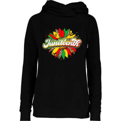 Juneteenth Sunflower Black History Pride African American Womens Funnel Neck Pullover Hood