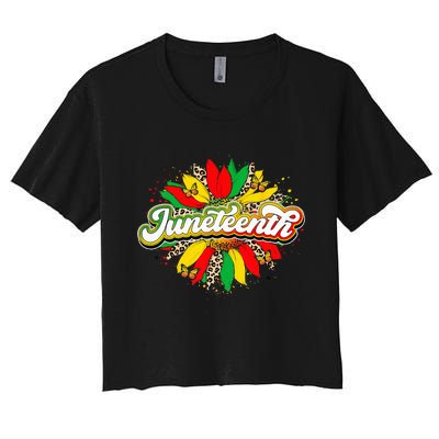 Juneteenth Sunflower Black History Pride African American Women's Crop Top Tee