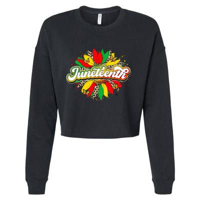 Juneteenth Sunflower Black History Pride African American Cropped Pullover Crew