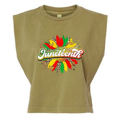 Juneteenth Sunflower Black History Pride African American Garment-Dyed Women's Muscle Tee