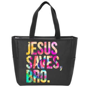 Jesus Saves Bro Tie Dye Christian Faith Jesus Lovers Zip Tote Bag