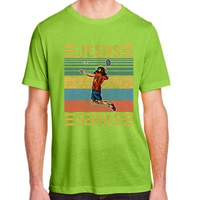 Jesus Serves Badminton Vintage Adult ChromaSoft Performance T-Shirt